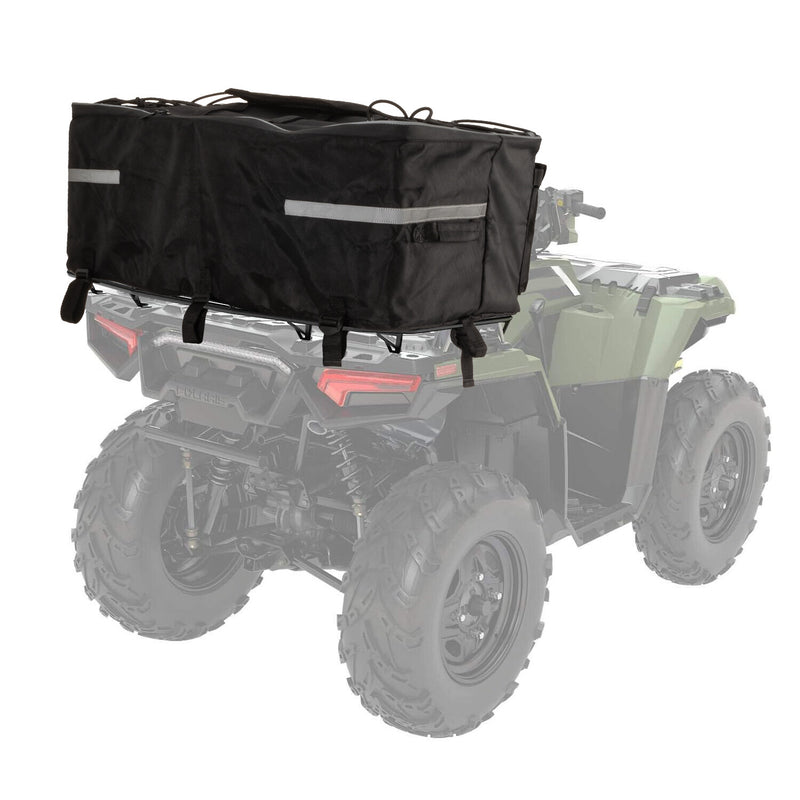 Black Rear Rack Back Seat Storage Pack Luggage Bag with Cushion Pad ATV Part