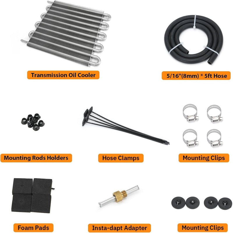 10 Rows Remote Transmission Oil Cooler Radiator Converter Kit Universal Aluminum