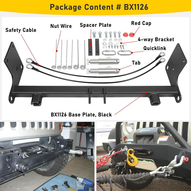 BX1126 Tow Bar Base Plate Bumper for Blue OX 2007-2018 Jeep Wrangler JK JKU
