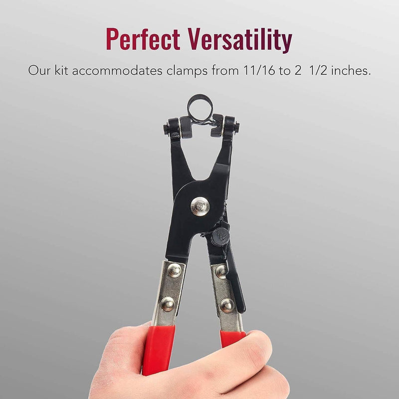 Hose Clamp Clip Plier Tool Set Swivel Jaw Flat Angled Band Flexible Automotive
