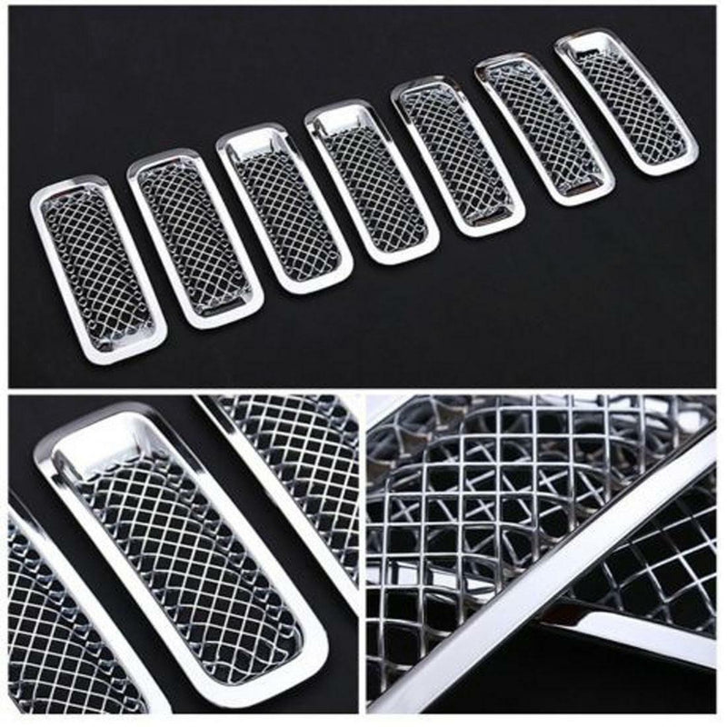 Front Mesh Grille Grill Insert Cover Bezel Kit for Jeep Patriot 2011-2018 7 Pcs