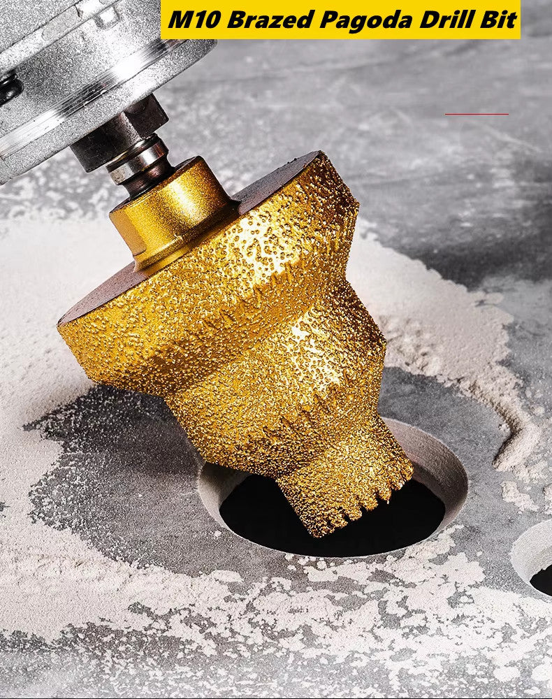 Diamond Step Pagoda Drill Bit 20/35/50mm M10 Thread Hole Opener for Tile Marble