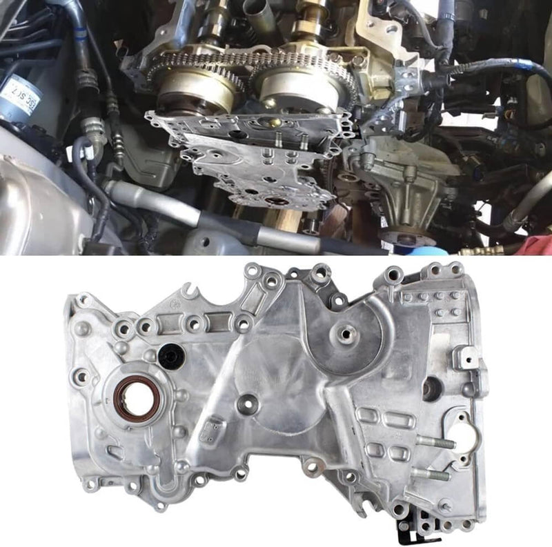 Silver Engine Oil Pump Timing Chain Cover for 2017-2020 Hyundai Elantra 2.0L