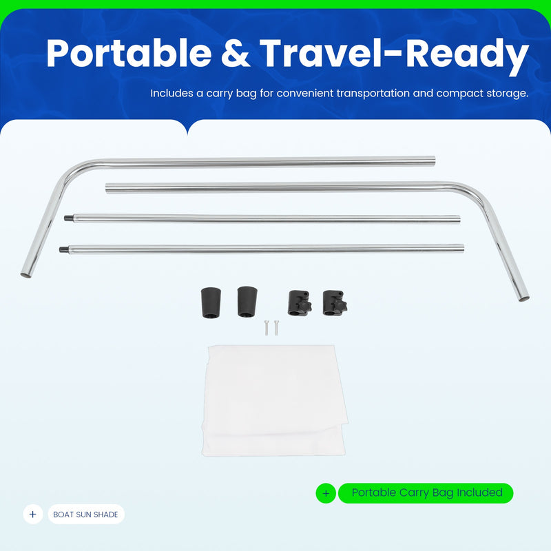 White Boat Sun Shade 304 Stainless Steel Fabric Canopy for Universal Boat