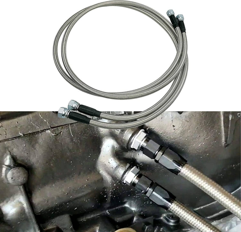 SS Braided Transmission Cooler Hose Lines Fittings TH350 700R4 TH400 52
