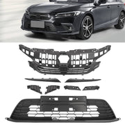 DURAFORCE Front Bumper Upper Lower Grille Eyelid Molding Set for Honda Civic 2022-2024