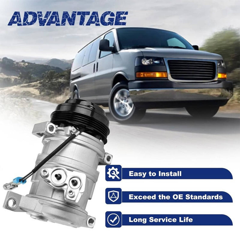 A/C Compressor with Clutch for Chevrolet GMC Silverado Sierra Express Cadillac
