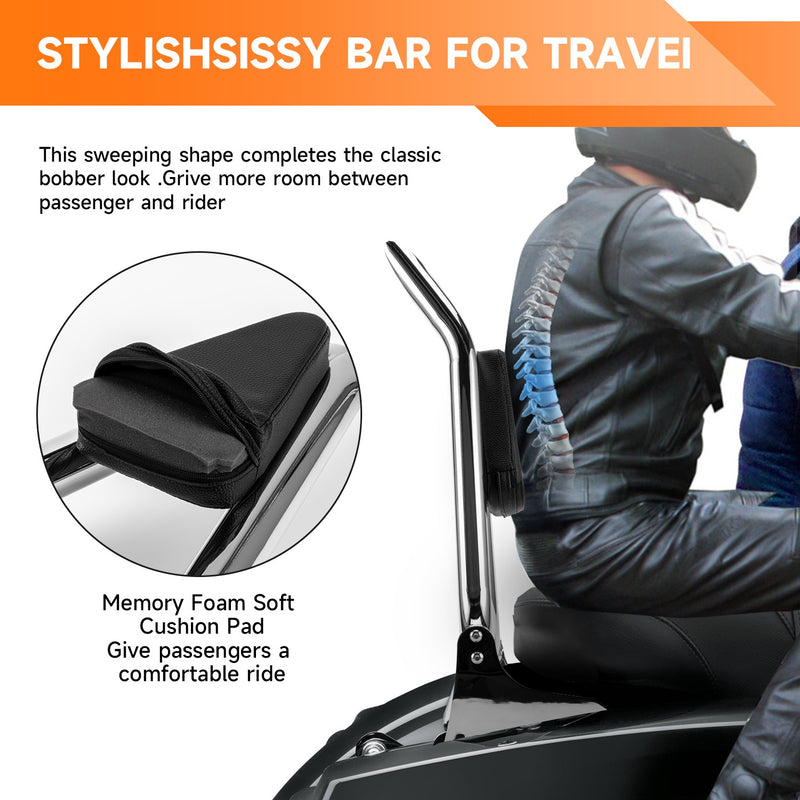 22'' Backrest Sissy Bar for Harley Touring Road King Electra Glide 97-08