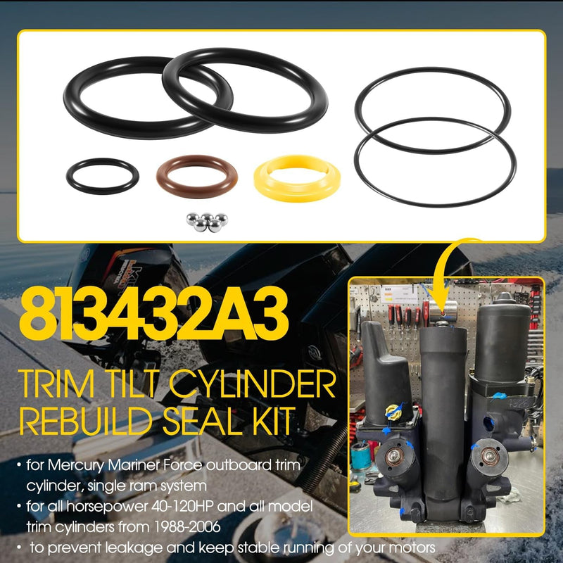 813432A3 Trim Tilt Cylinder Rebuild Seal Kit for Mercury Mariner Force 40-120HP