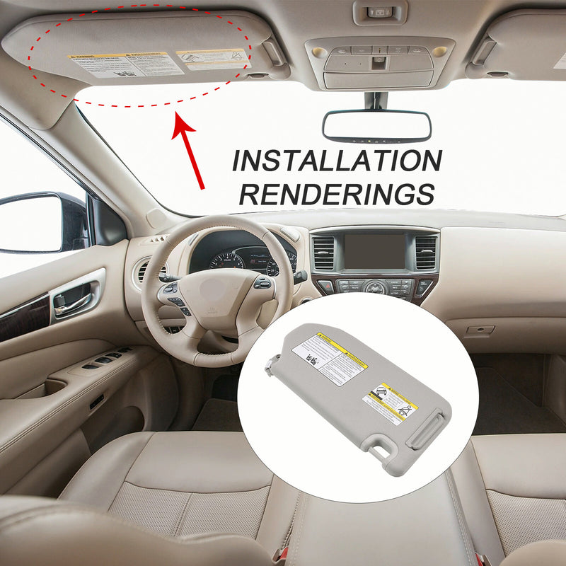 Left Driver Side Sun Visor W Mirror Light for Nissan Pathfinder 2013-2018