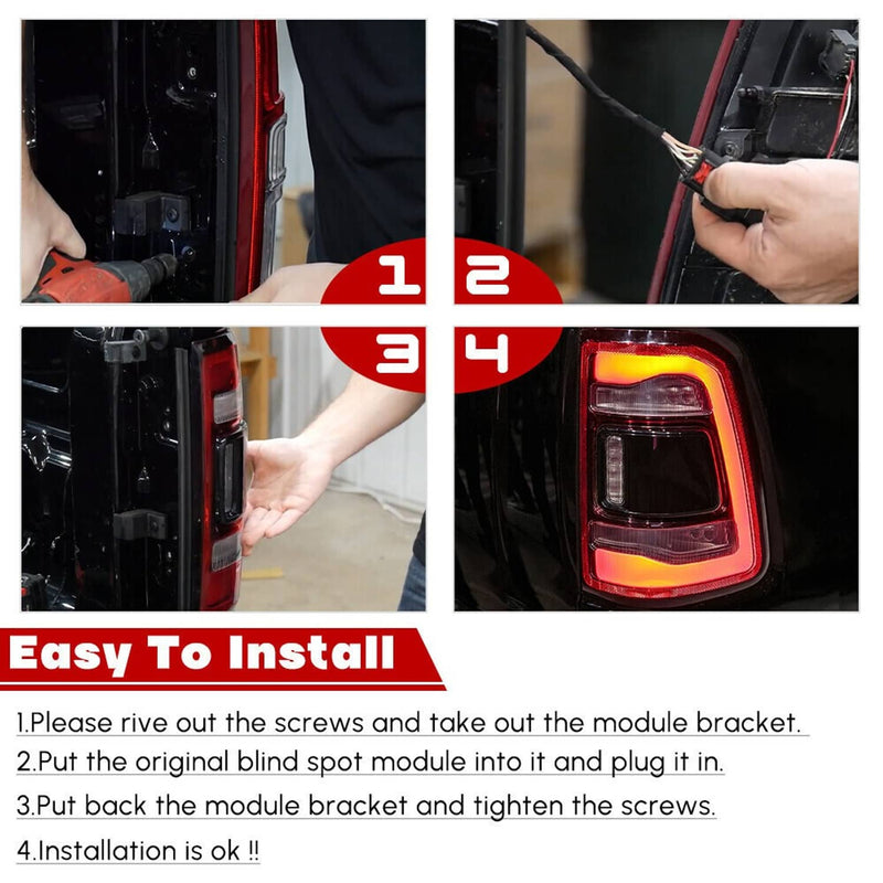 68262530AH Tail Light w/ Blind Spot LED for Dodge Ram 1500 LH+RH 2019-2022