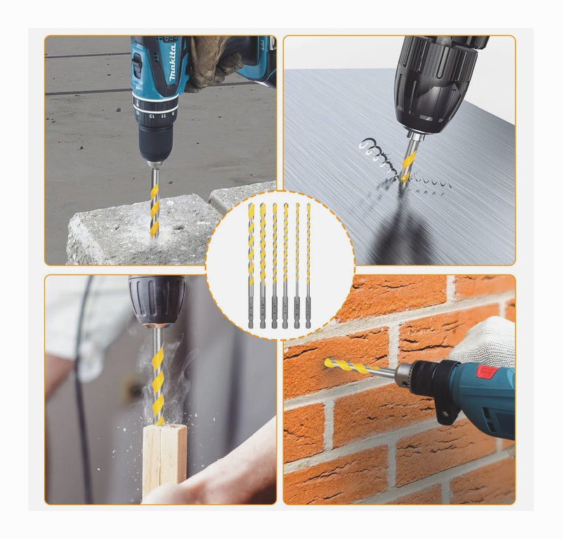 Masonry Concrete Drill Bit Set 1/4 Inch Hex Shank Carbide Tips 3/8 5/32