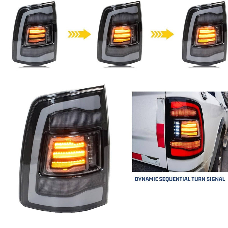 LED Tail Light Pair for Dodge Ram 1500 2500 3500 2009-2018 Clear Lens Rear