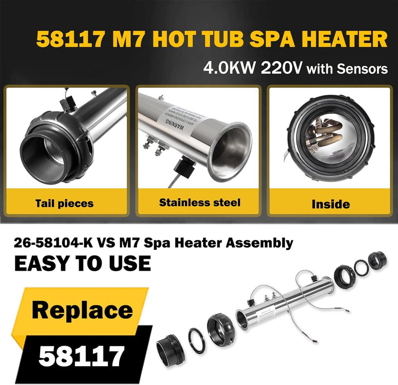 58117 Spa Heater Assembly Replacement for Balboa 26-58104-K M7 VS 4.0KW 220V