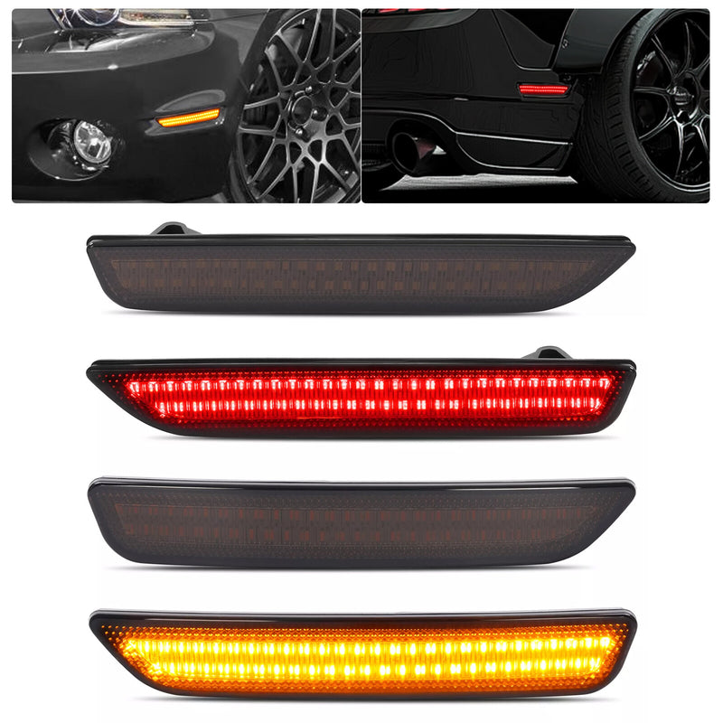 Side Marker Lights Smoked Lens for Ford Mustang 2010-2014 Front Rear LED 4 Piece