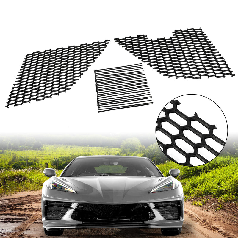 Front Radiator Grill Mesh Guard Insert Covers for Chevy Corvette C8 2020-2024
