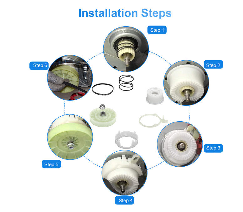 Washer Pulley Clutch Kit Drive Belt for Whirlpool Kenmore Maytag