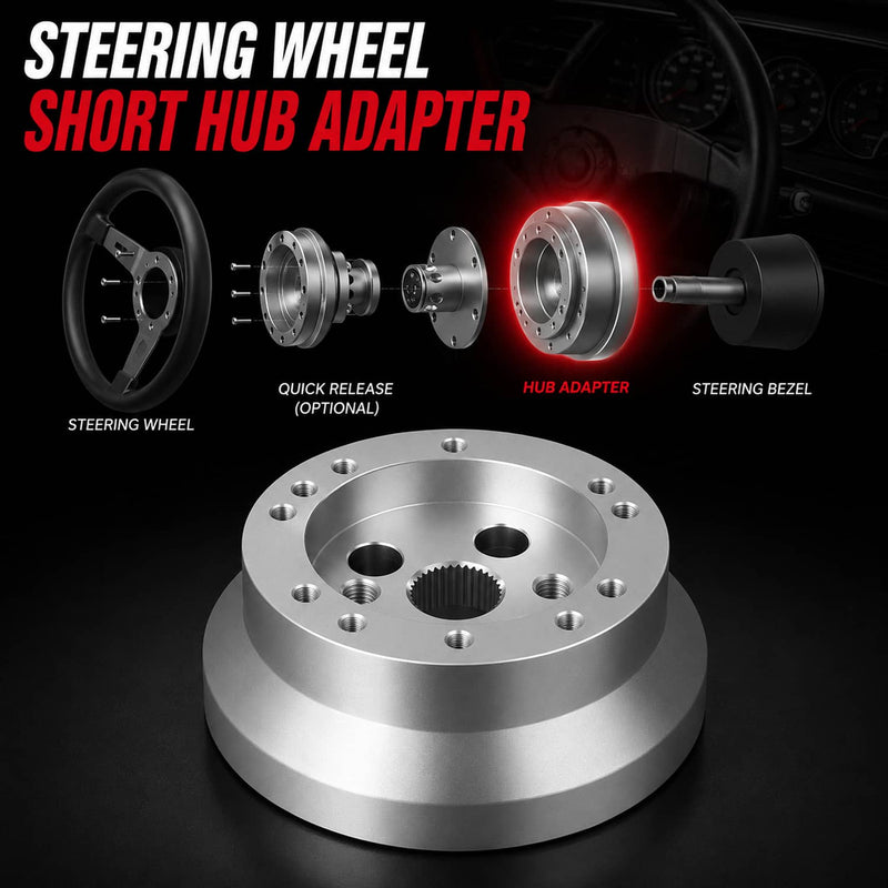 Steering Wheel Hub Adapter 5 & 6 Hole Polished Silver for GM Chevy Aluminum