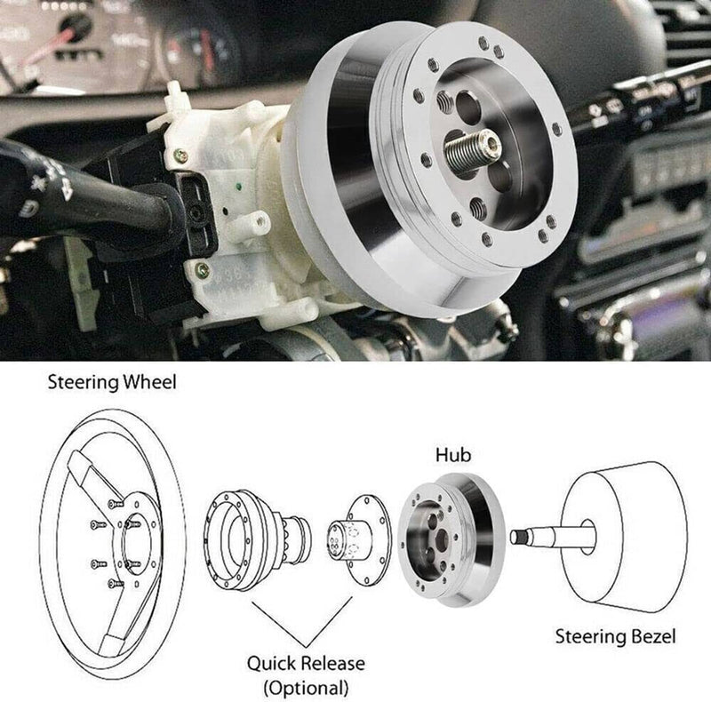 DURAFORCE 5 & 6 Hole Steering Wheel Hub Adapter for Chevy Flaming River Ididit GM Polished