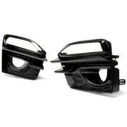 DURAFORCE For 2014-2017 Infiniti Q50 Sport Front Bumper Gloss Black Fog Lights Cover Bezel