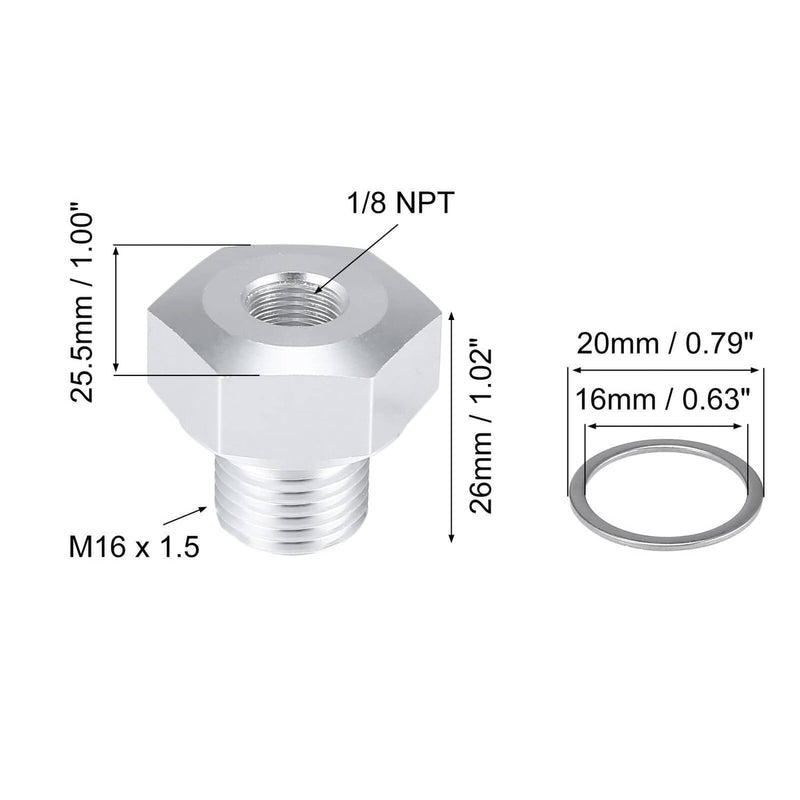 Oil Pressure Sensor Adapter M16x1.5 to 1/8 NPT for GM LS Engine Swap Male Female