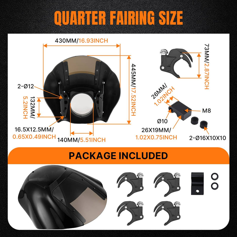 Front Headlight Fairing W/ Windshield 49mm Clamps for Harley Street-Bob 2018+