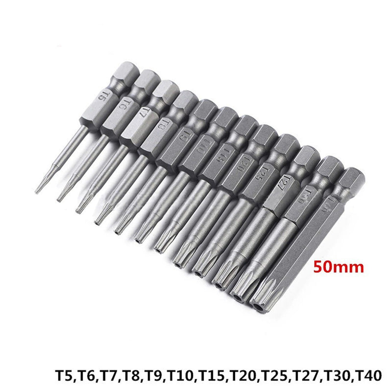 12pcs T6-T40 Magnetic Head Torx Screwdriver Bit Set Security Tamper Proof Star