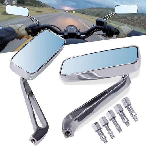 DURAFORCE 8mm 10mm Motorcycle Rearview Side Rectangle Mirrors for Honda Yamaha Kawasaki