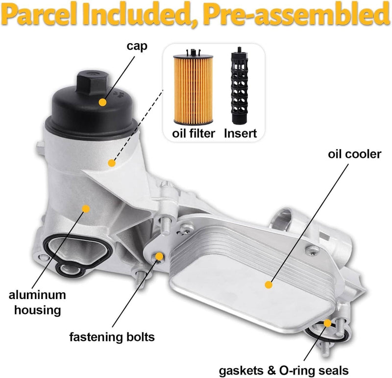 93186324 Engine Oil Cooler Filter Housing for Chevy Cruze Sonic Aveo 1.6L 1.8L