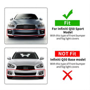 DURAFORCE For 2014-2017 Infiniti Q50 Sport Front Bumper Gloss Black Fog Lights Cover Bezel
