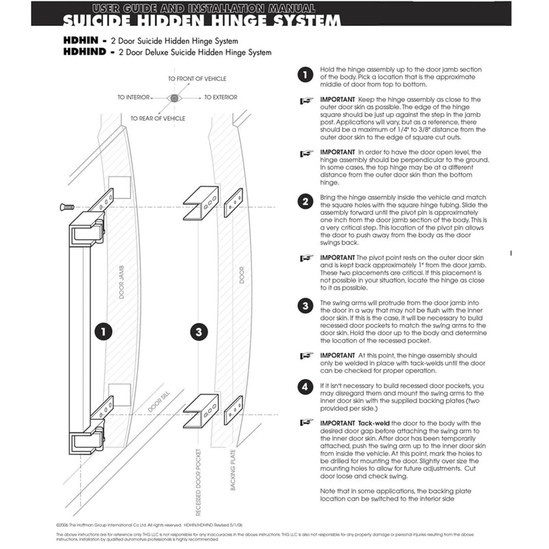 Universal Complete 2 Door Street Rat Hot Rod Suicide Hidden Door Hinge Kit