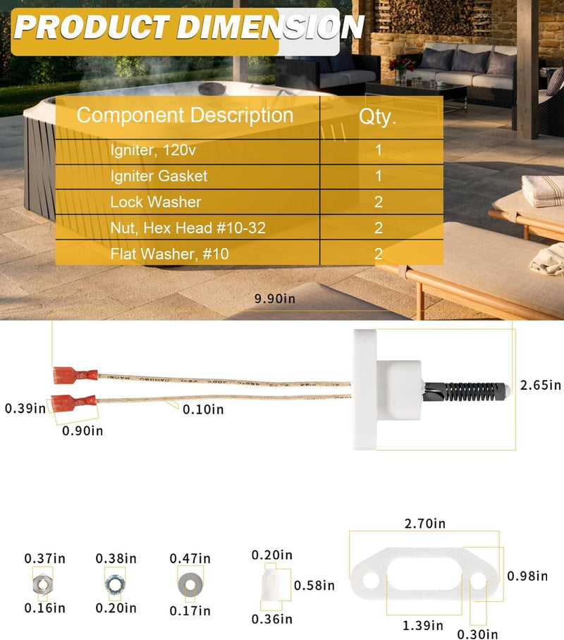 Surface Igniter Kit for Zodiac Jandy JXI 200 260 400 Pool Spa Heater
