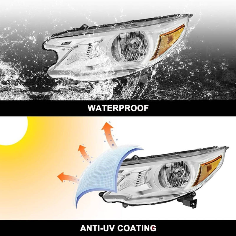 Pair Chrome Amber Corner Headlights for Honda CRV CR-V 2012-2014 Left Right