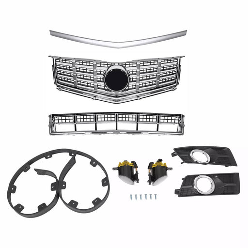 DURAFORCE Front Grille Fog Lights Bezels Lower Deflector Set for Cadillac SRX 2013-2016