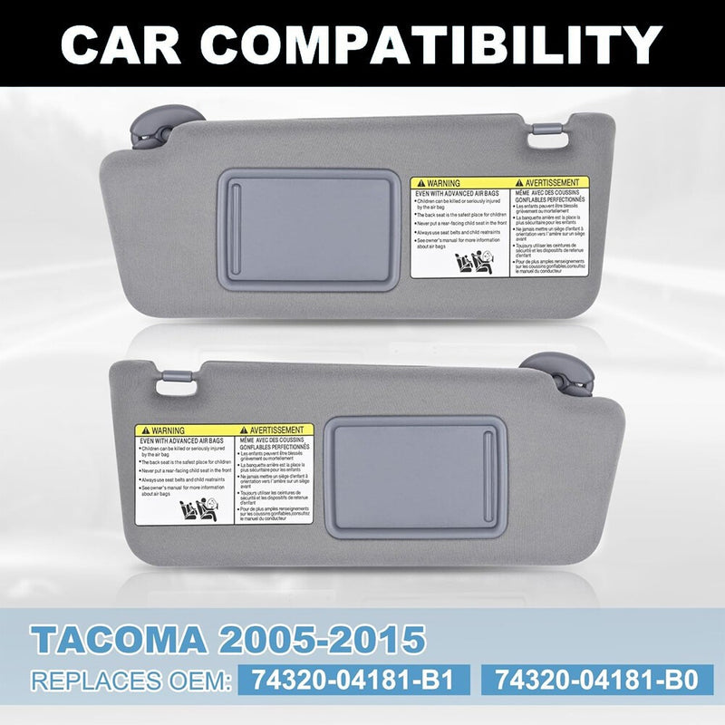 Sun Visor Set LH Driver RH Passenger Side for 2005-2015 Toyota Tacoma Pair