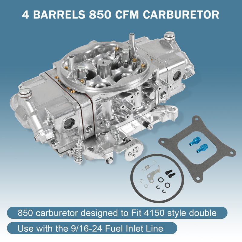 BR-67201 850CFM 4 Barrel Race Carburetor Double Pumper Mechanical
