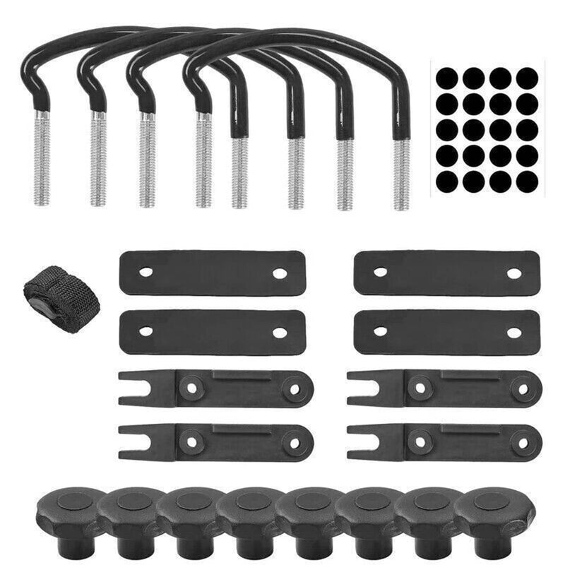 4Pcs Roof Box U-Bolt Clamps Cargo Carrier Roof Rack Bracket Van Mounting Black
