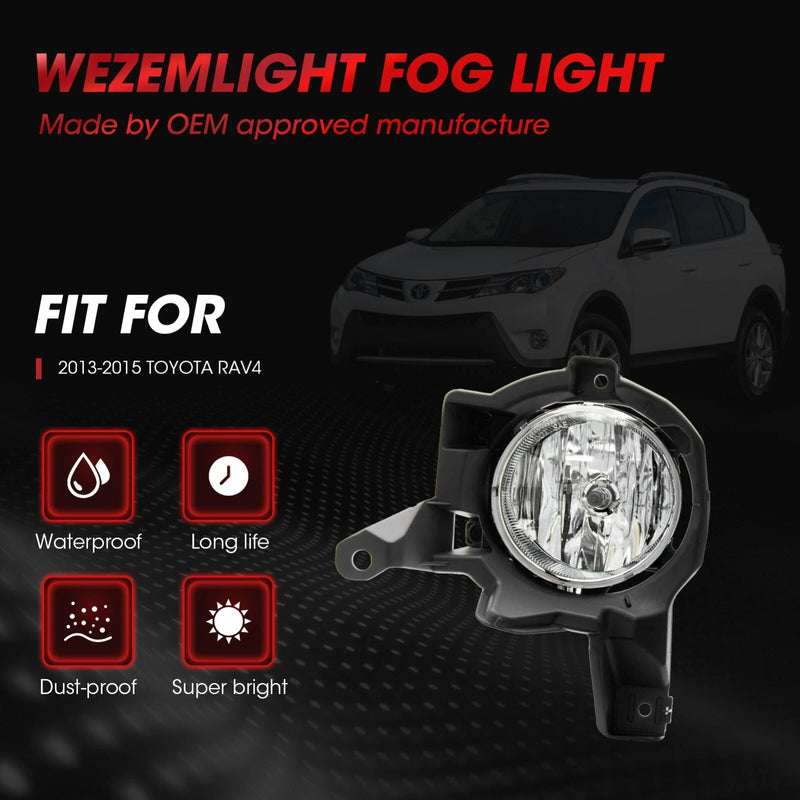 DURAFORCE Fit 2013 2014 2015 Toyota RAV4 Pair Front Bumper Clear Halogen Fog Lights Lamps