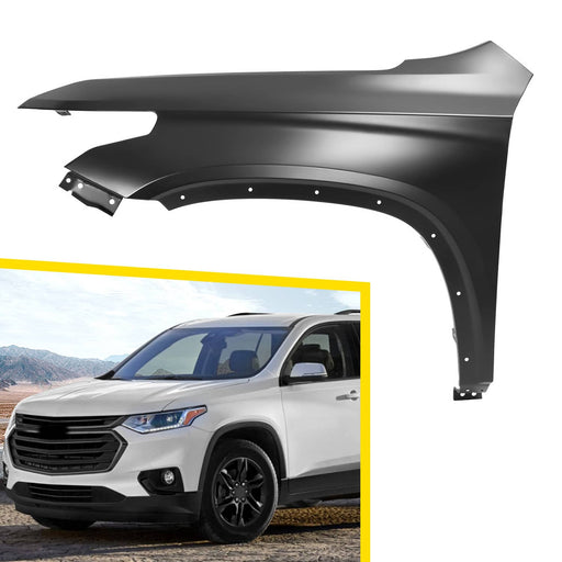 DURAFORCE Black Steel Fender for Chevrolet Traverse 2018-2024 2021 Front Driver Side