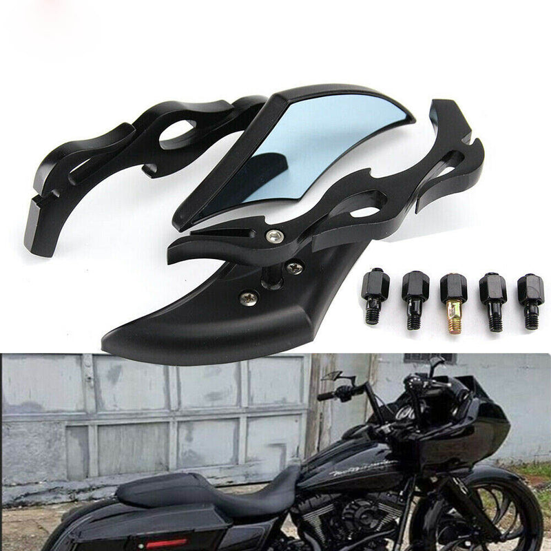 8mm 10mm Black Rear View Mirrors for Harley Cruiser Chopper Bobber Motorcycle