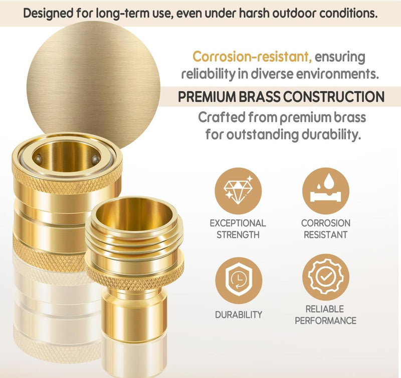 22729 Hose Quick Disconnect Set Heavy Duty Brass 3/4 Inch GHT Male Female