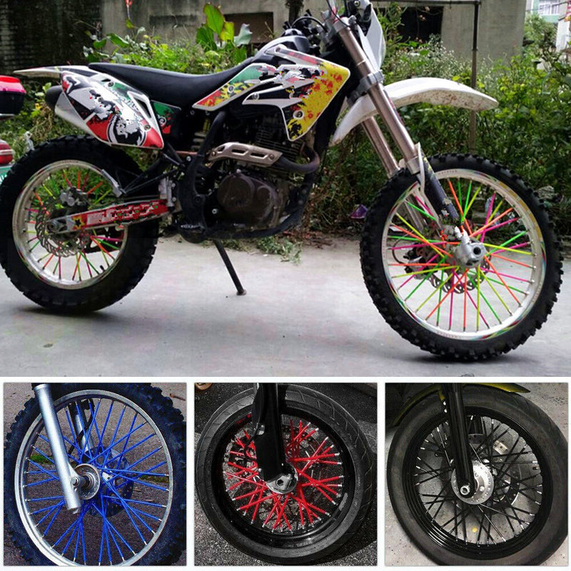 72PCS Spoke Skins Covers Wraps Wheel Rim Guard Protector for Motorcycle Bike
