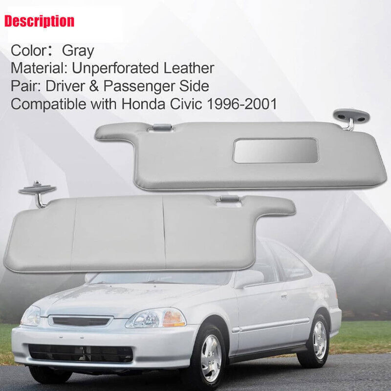 83230-S01-A32 Sun Visor Set for Honda Civic 1996-2001 LHD Interior Gray