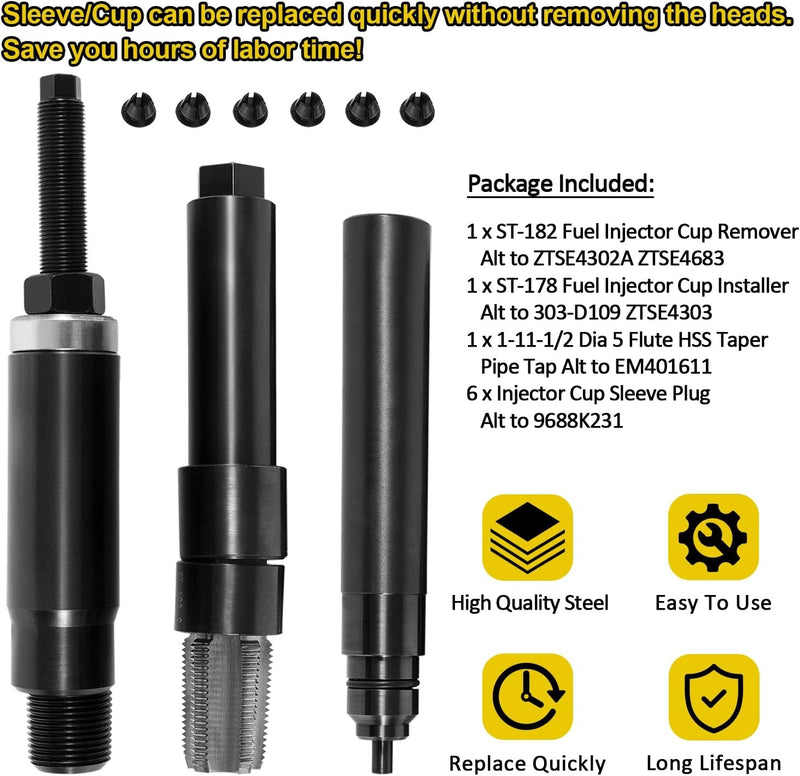ST-178 ST-182 Diesel Fuel Injector Sleeve Cup Remover Installer Kit for DT466E