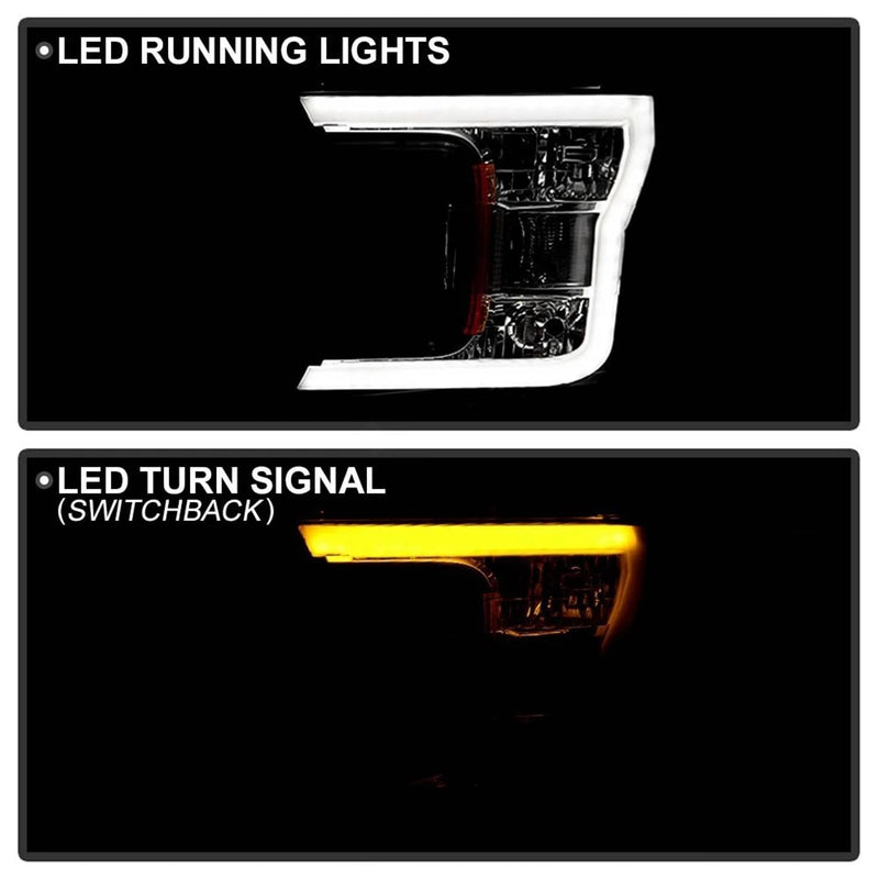 Halogen Headlights Black Clear Right+Left for 2018-2020 Ford F150