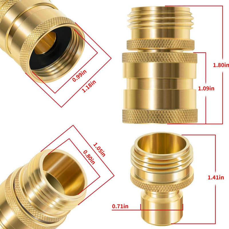 22729 Hose Quick Disconnect Set Heavy Duty Brass 3/4 Inch GHT Male Female