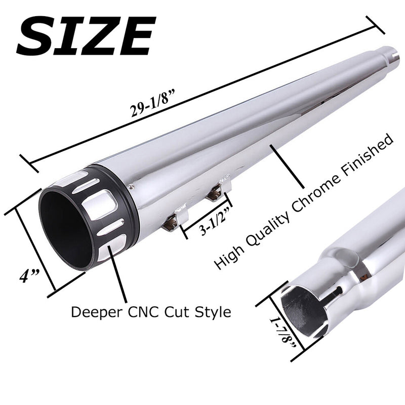 4in Slip On Muffler Exhaust Pipes for Harley Touring Bagger Glide 1995-2016 Pair