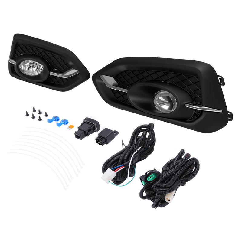 DURAFORCE Fog Lights for Honda Civic Coupe 2DR 2014-2015 Bumper Lamps Wiring Bulbs