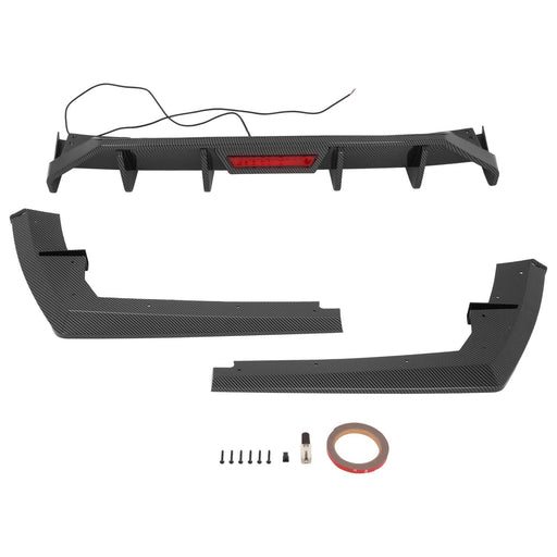 DURAFORCE Rear Bumper Diffuser Lip for Hyundai Elantra 2021-2023 Carbon Style LED Light