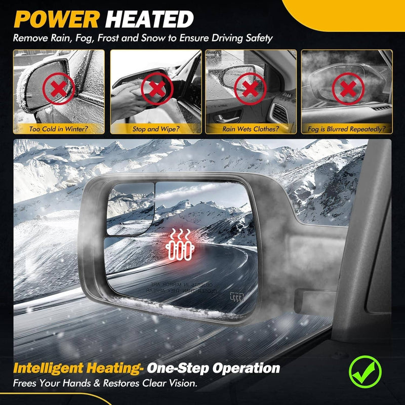 68462769AB Mirror Heated Power Folding Driver Left Side for 2019-2024 Ram 1500